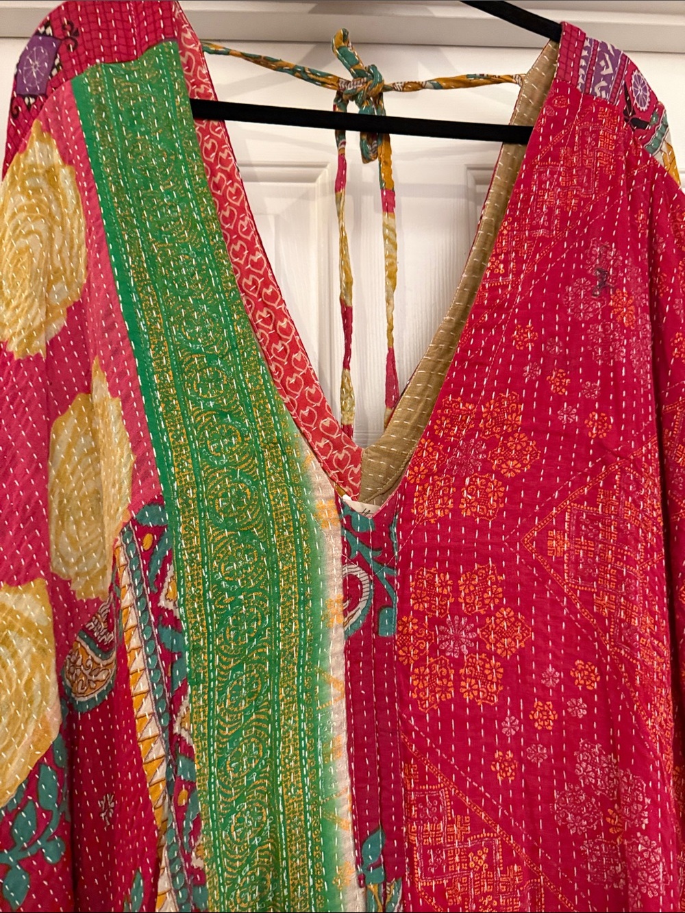 Kantha Bae Vibrant Pink Floral Boho Kimono Cover-Up - Picture 5 of 5
